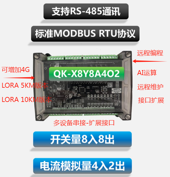 QK-X8Y8A4O2 开关量8进8出 电流模拟量4进2出(图1)